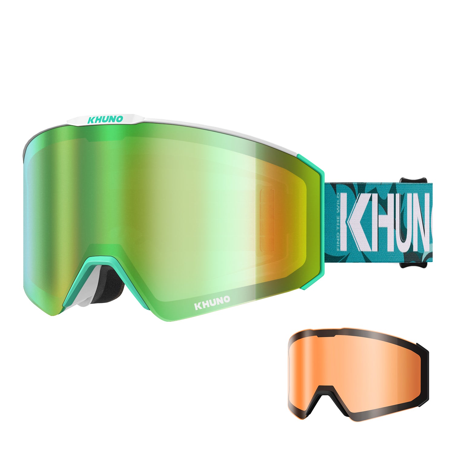 KHUNO NIMBUS Cylindrical Snow Goggles Dual ZEISS Lenses - Green Cirrus - M/L / S2 Lens